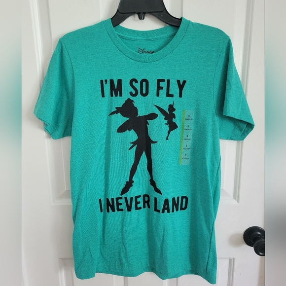 Disney Tops - Disney Peter Pan "I’m So Fly I Neverland" Shirt Green Size Small NEW